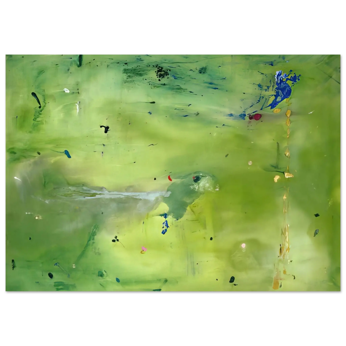 Helen Frankenthaler - A Green Thought in a Green Shade - 1981 Wall art - 21x29.7 cm / 8x12" - Premium Wooden Framed Poster With Fine Art Paper - Black frame