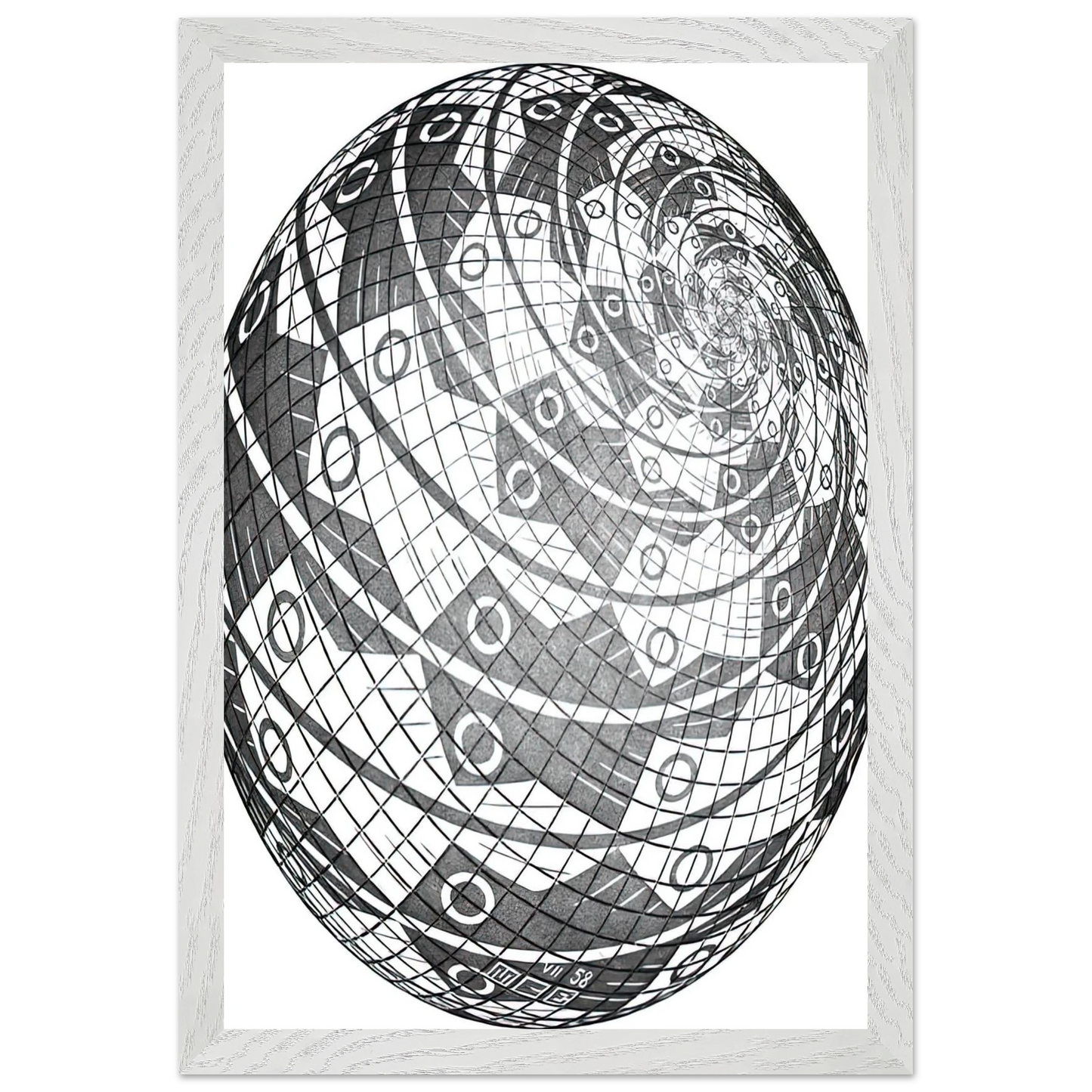 MC Escher - SPHERE SURFACE WITH FISHES Wall Art - 60x80 cm / 24x32 inches - Fine Art Poster-canvas - -