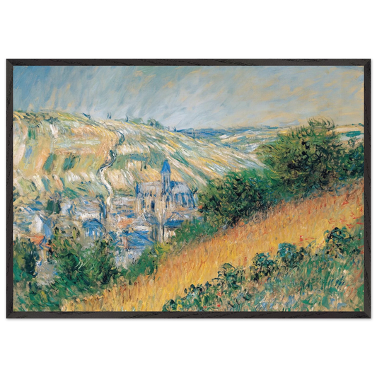View over Vetheuil - claude monet 70x100 cm / 28x40 inches Framed Art Print – Black Wooden Frame