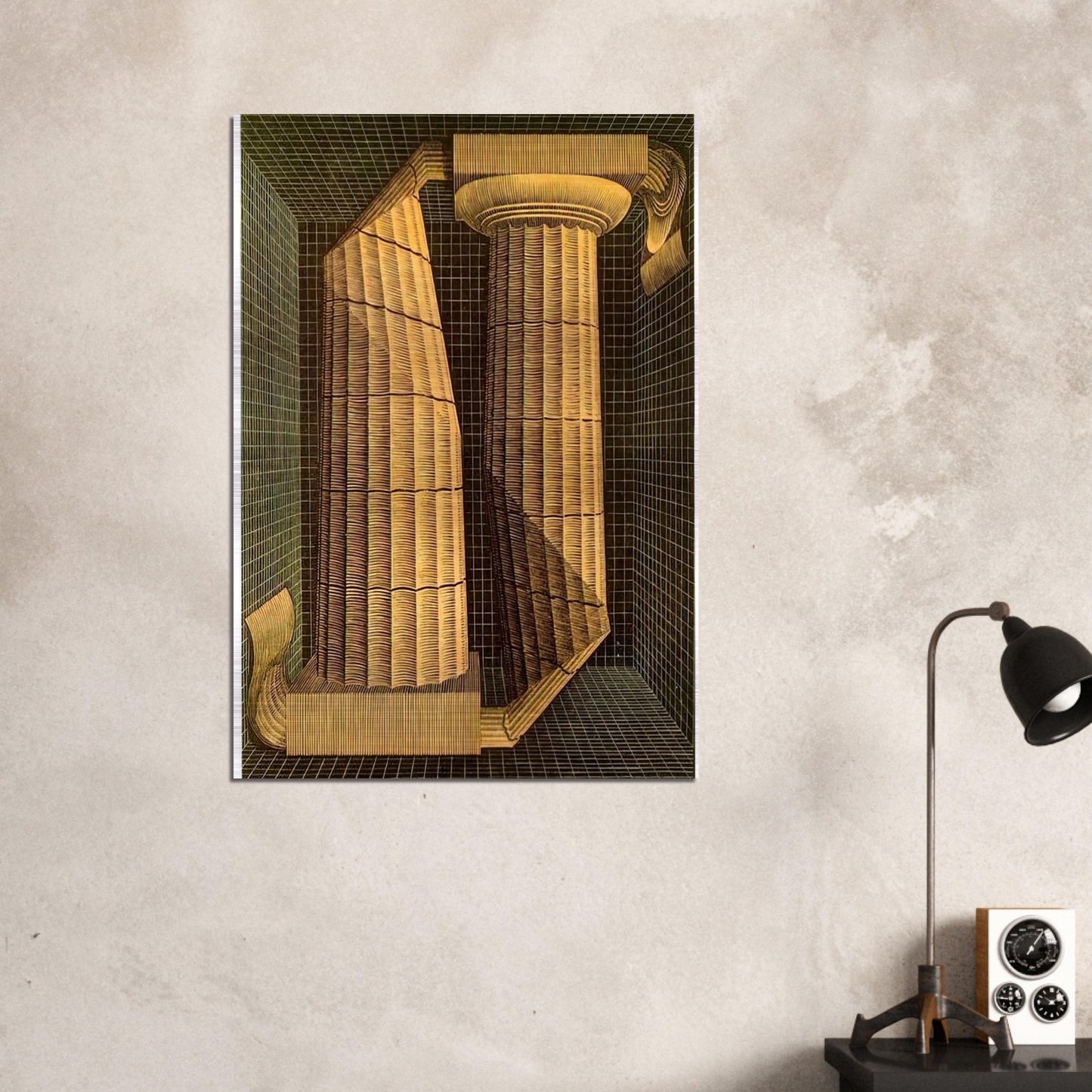 DORIC COLUMNS - MC Escher Brushed Aluminum Print - 70x100 cm / 28x40 inches | MC Escher Aluminum Print | MC Escher Prints