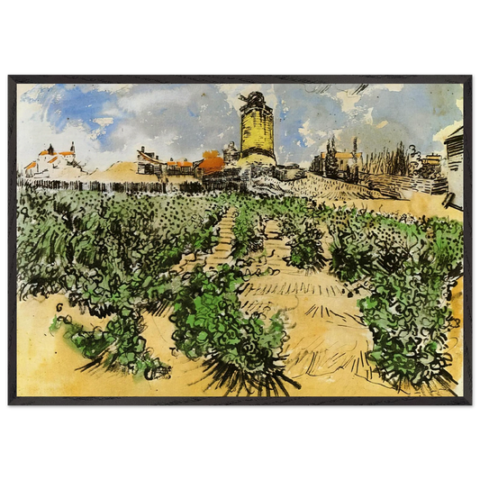 The Mill of Alphonse Daudet at Fontevieille - Vincent van Gogh 70x100 cm / 28x40 inches Framed Art Print – Black Wooden Frame