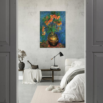 Fritillaries in a Copper Vase - Vincent van Gogh Brushed Aluminum Print - 70x100 cm / 28x40 inches | Vincent van Gogh Aluminum Print | Vincent van Gogh Prints