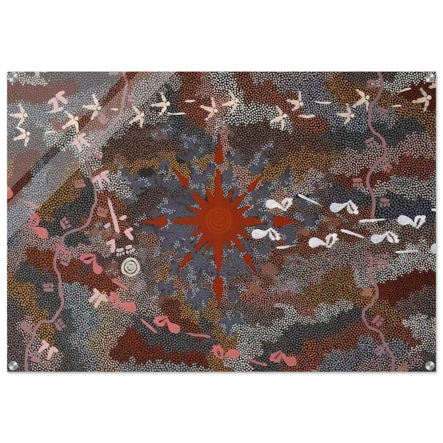 Fire Dreaming - 1996 - Clifford Possum Tjapaltjarri Acrylic Print - 70x100 cm / 28x40″ inches | Clifford Possum Tjapaltjarri Wall Art | Clifford Possum Tjapaltjarri Prints