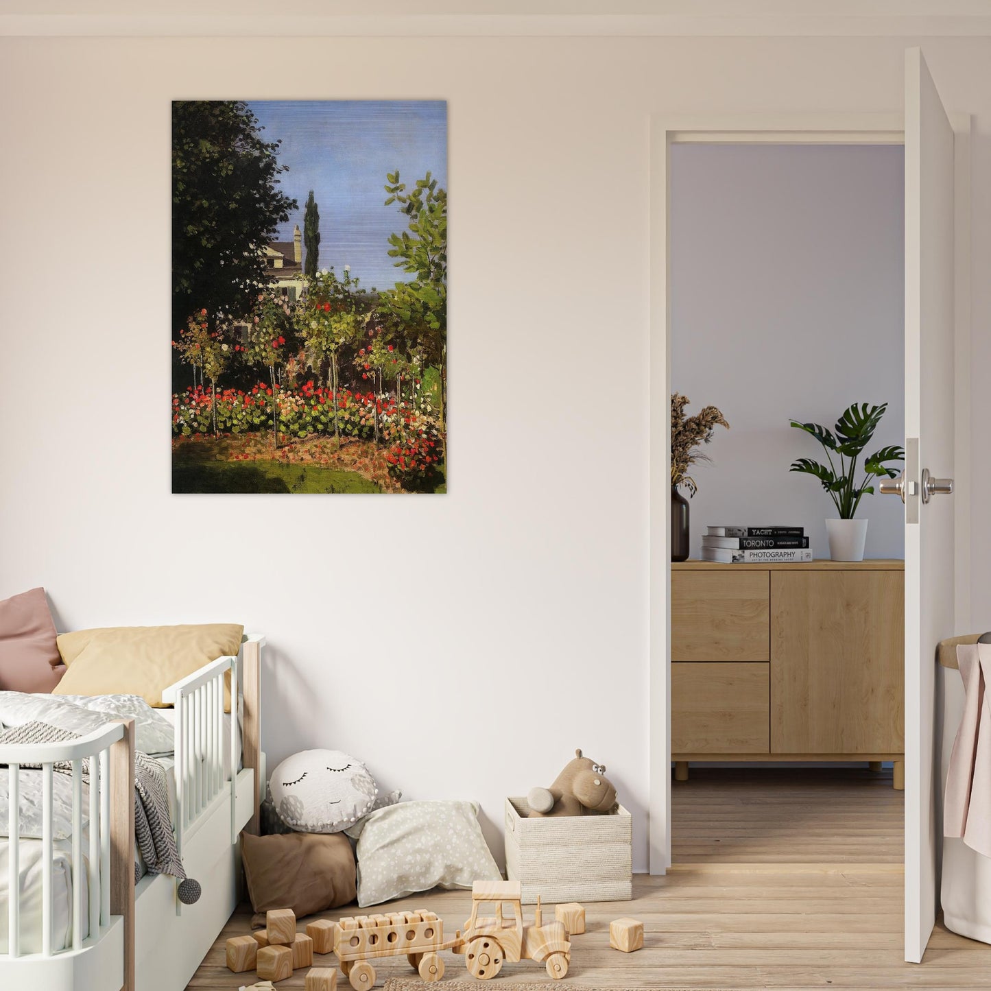 Garden in Bloom at Sainte-Addresse - claude monet Brushed Aluminum Print - 70x100 cm / 28x40 inches | claude monet Aluminum Print | claude monet Prints