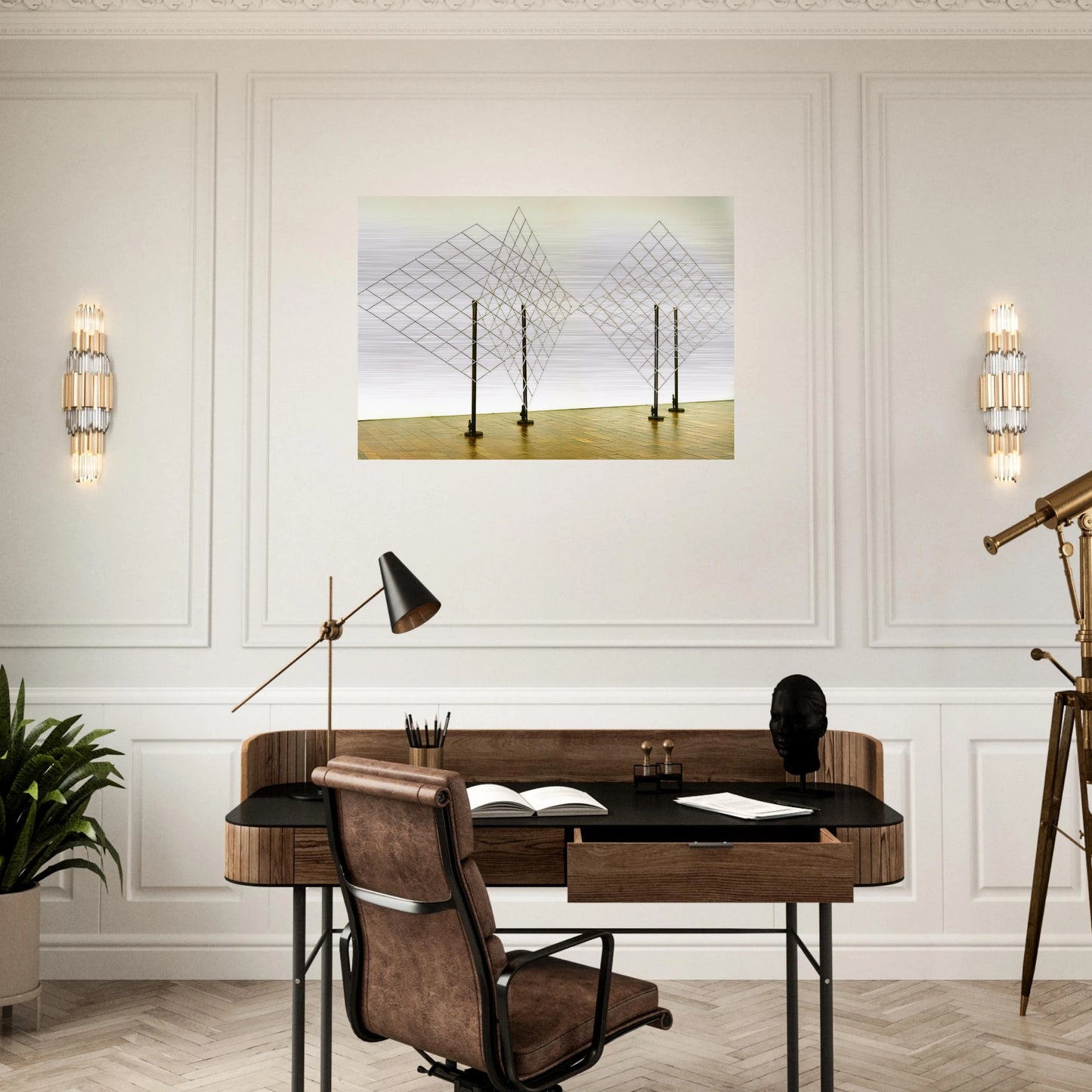 4 Self-distorting Grids - 1965 - Francois Morellet Brushed Aluminum Print - 70x100 cm / 28x40 inches | Francois Morellet Aluminum Print | Francois Morellet Prints
