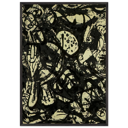 BLACK WHITE NUMBER 20 1951 - Jackson Pollock 70x100 cm / 28x40 inches Framed Art Print – Black Wooden Frame