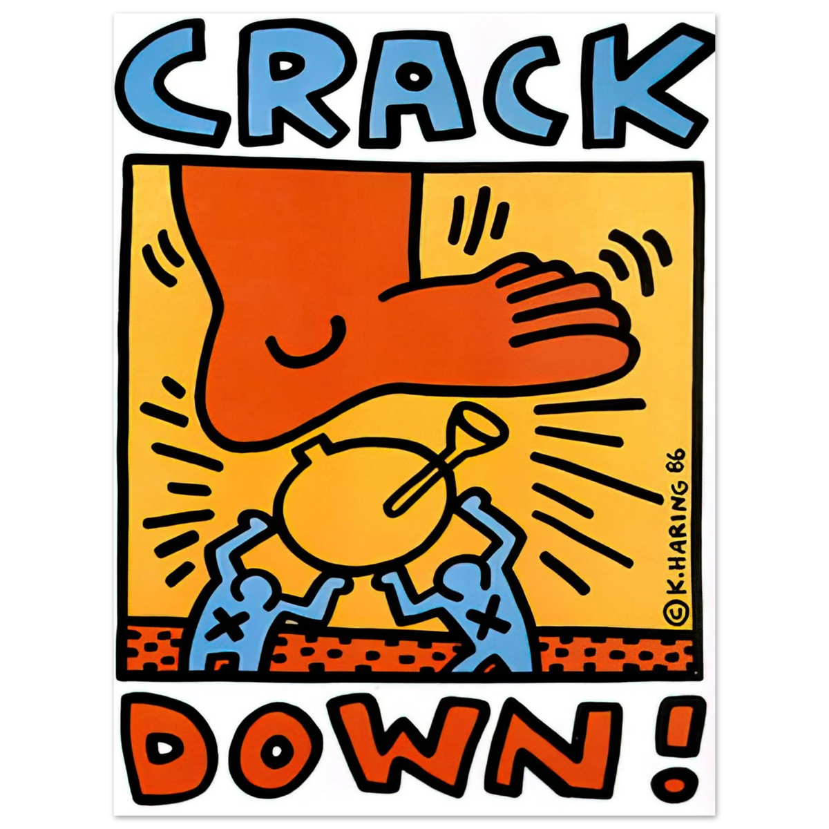 Keith Haring - CRACK DOWN 1986  75x100 cm / 30x40inches Fine Art Poster
