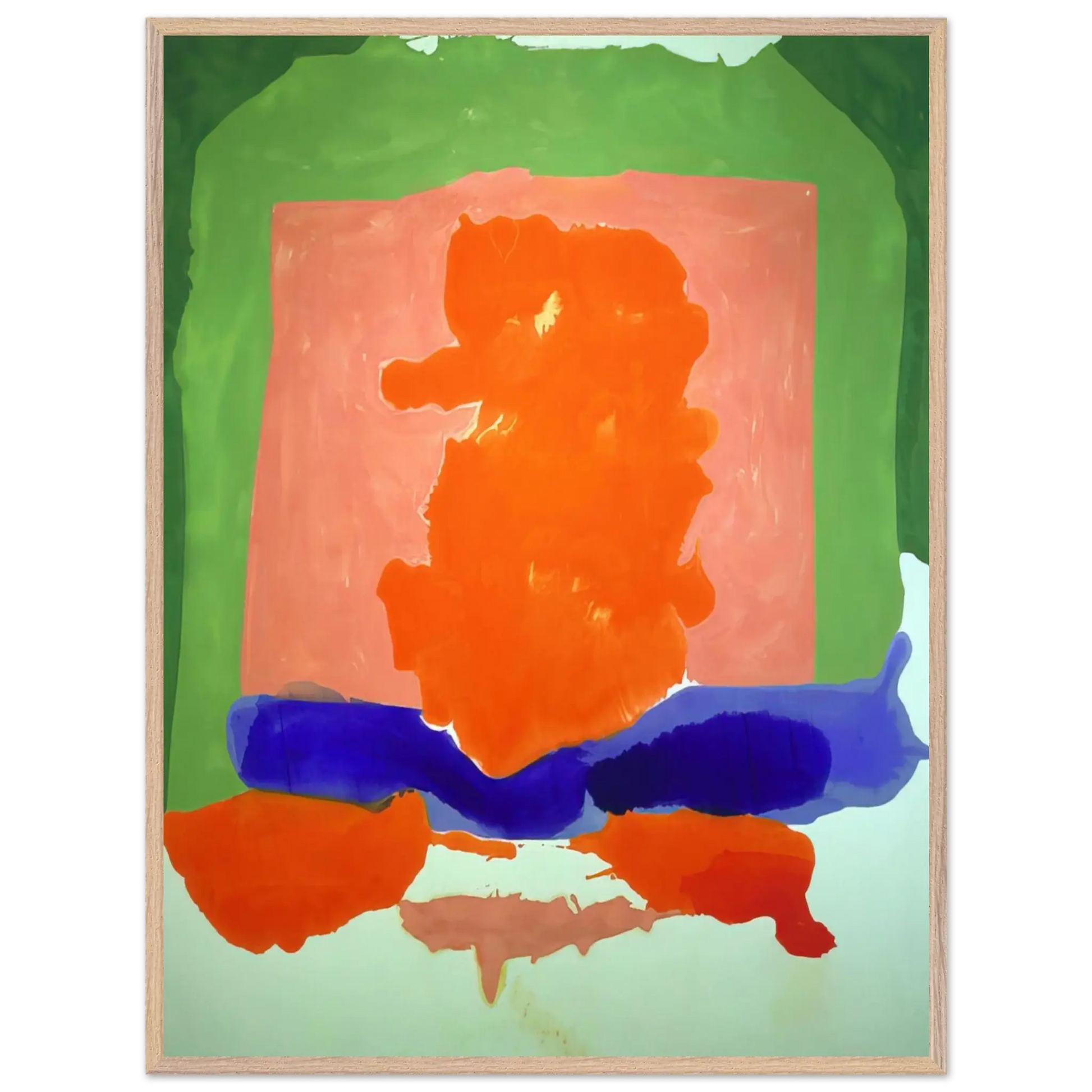 Helen Frankenthaler - Small s Paradise - 1964 Wall art - 28x43  cm / XL (11x17 Inches) - Premium Wooden Framed Poster With Fine Art Paper - White frame