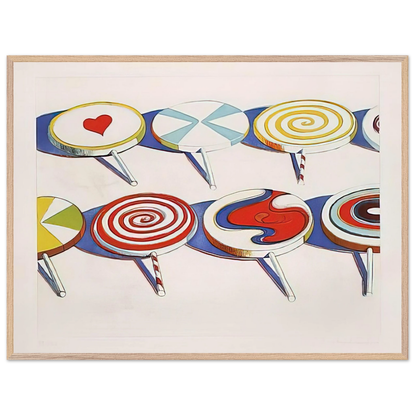 Wayne Thiebaud - Big Suckers - 1971 Wall Art - 21x29.7 cm / 8x12" - Premium Wooden Framed Poster With Fine Art Paper - White frame