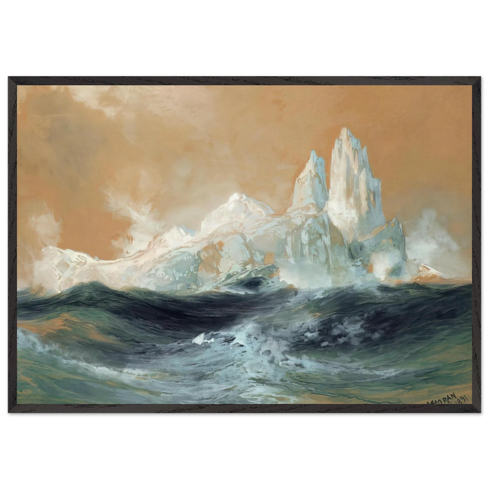 Icebergs - Thomas Moran 70x100 cm / 28x40 inches Framed Art Print – Black Wooden Frame