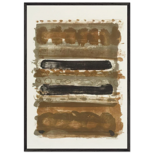 Grey and Brown Stripes - 1958 - Patrick Heron 70x100 cm / 28x40 inches Framed Art Print – Black Wooden Frame