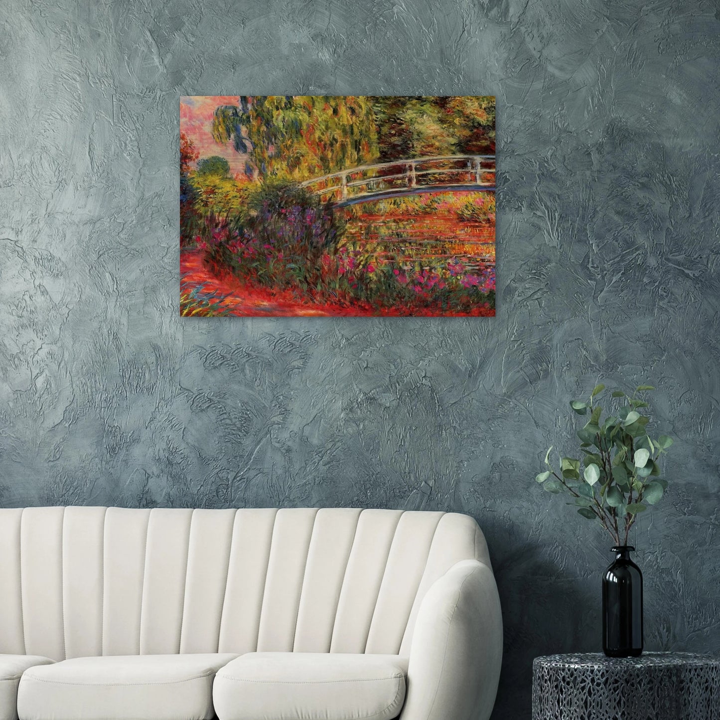 The Japanese Bridge The Water-Lily Pond, Water Irises - claude monet Brushed Aluminum Print - 70x100 cm / 28x40 inches | claude monet Aluminum Print | claude monet Prints