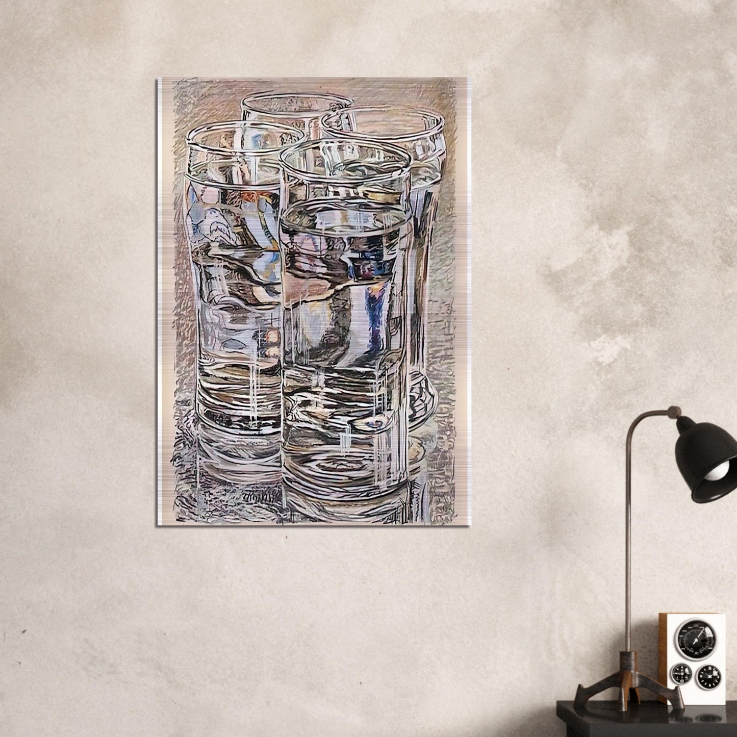4 GLASSES 1974 - Janet Fish Brushed Aluminum Print - 70x100 cm / 28x40 inches | Janet Fish Aluminum Print | Janet Fish Prints