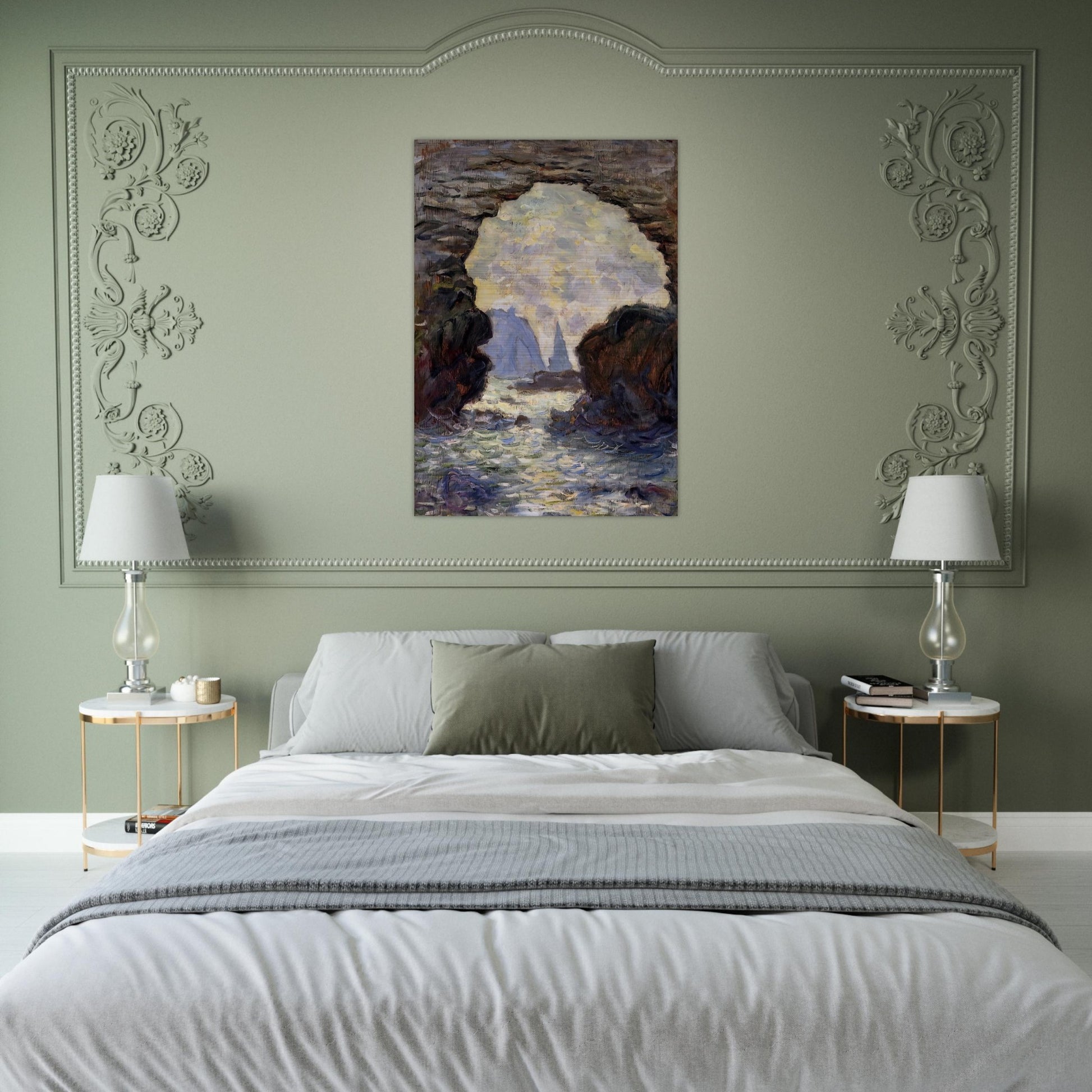 The Rock Needle Seen through the Porte d'Aumont - claude monet Brushed Aluminum Print - 70x100 cm / 28x40 inches | claude monet Aluminum Print | claude monet Prints