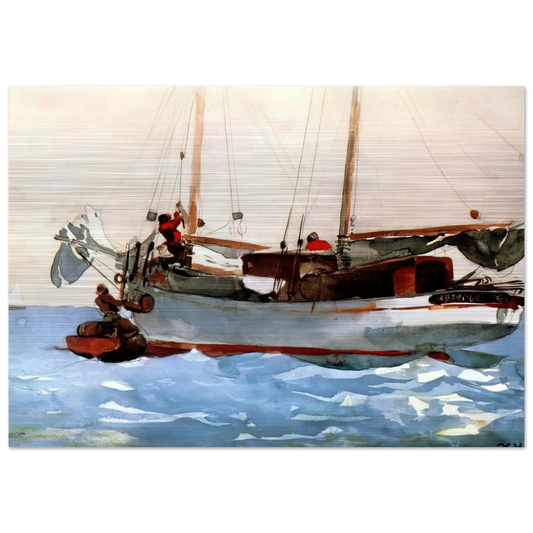TAKING ON WET PROVISIONS - Winslow Homer Brushed Aluminum Print - 70x100 cm / 28x40 inches | Winslow Homer Aluminum Print | Winslow Homer Prints