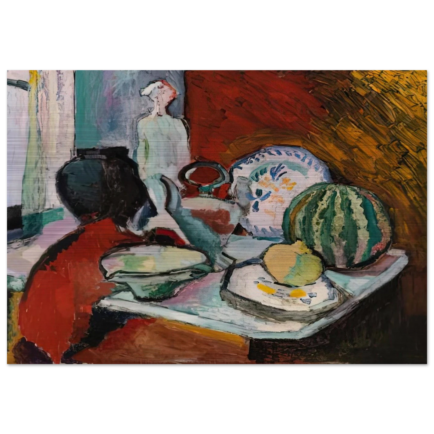 DISHES AND MELON 1907 - Henri Matisse Brushed Aluminum Print - 70x100 cm / 28x40 inches | Henri Matisse Aluminum Print | Henri Matisse Prints