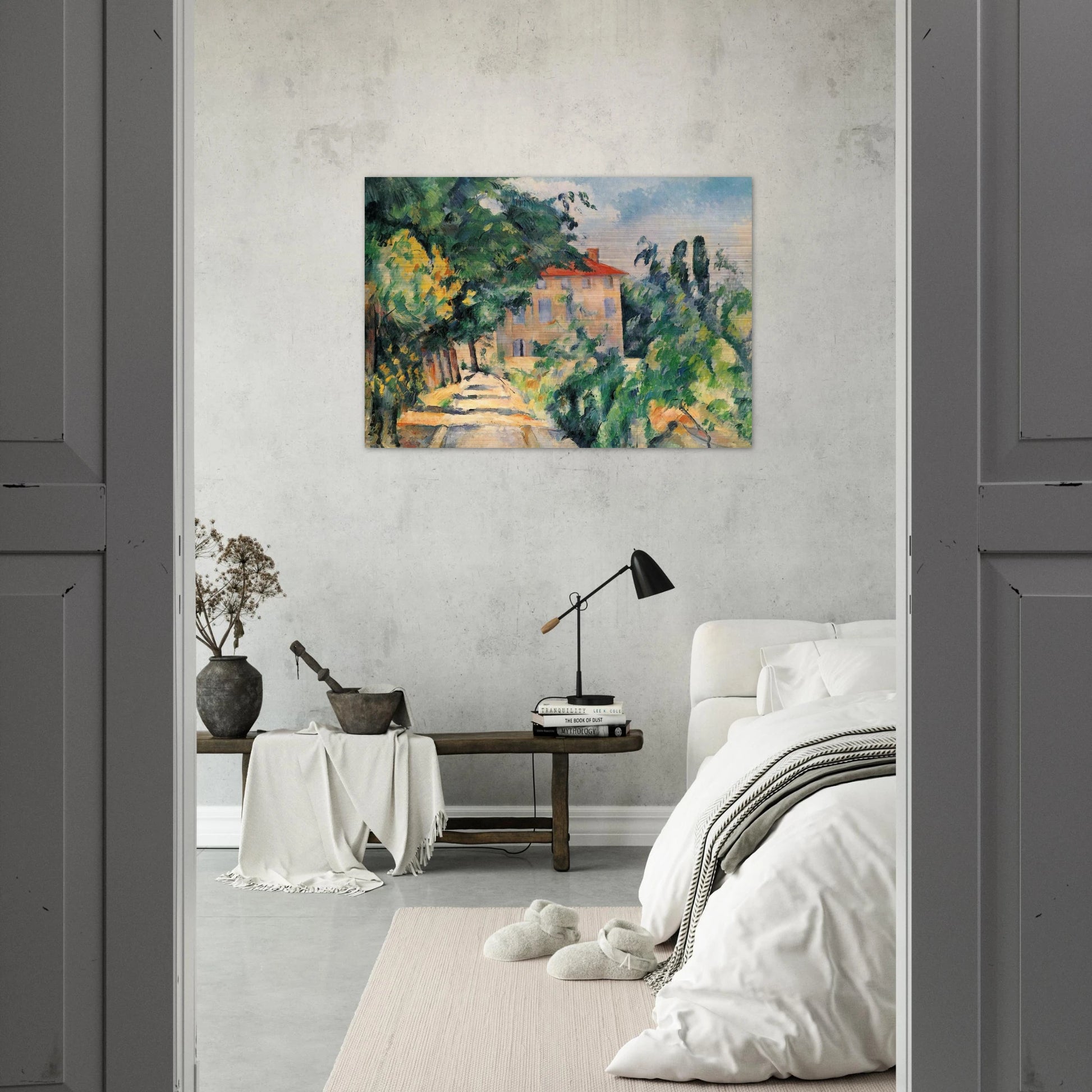 House with Red Roof - Paul Cézanne Brushed Aluminum Print - 70x100 cm / 28x40 inches | Paul Cézanne Aluminum Print | Paul Cézanne Prints