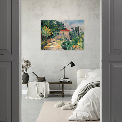 House with Red Roof - Paul Cézanne Brushed Aluminum Print - 70x100 cm / 28x40 inches | Paul Cézanne Aluminum Print | Paul Cézanne Prints
