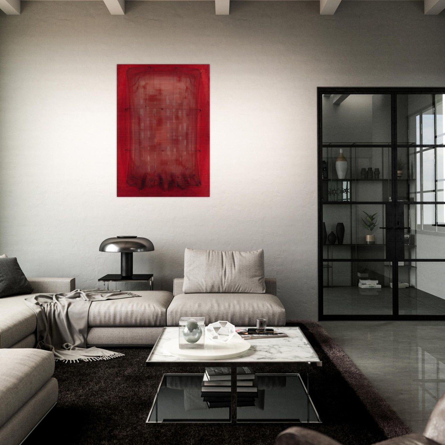 Espejo vestido de rojo - Art Informel - Manuel Rivera Brushed Aluminum Print - 70x100 cm / 28x40 inches | Manuel Rivera Aluminum Print | Manuel Rivera Prints
