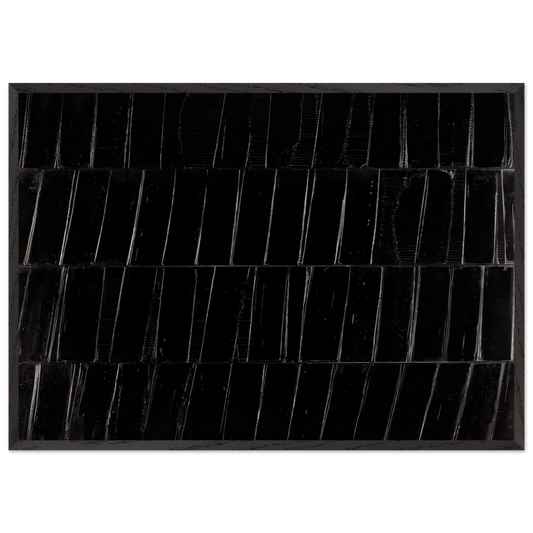 Peinture 324 x 362 cm 1985 Polyptyque C - 1985 - Pierre Soulages 70x100 cm / 28x40 inches Framed Art Print – Black Wooden Frame