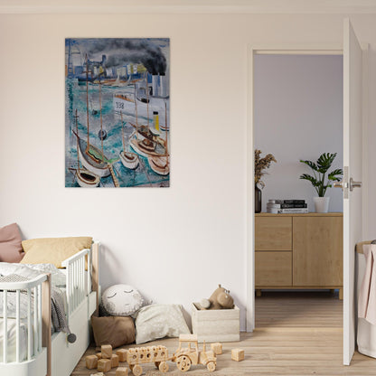 MARSEILLE PORT 1 - Moise Kisling Brushed Aluminum Print - 70x100 cm / 28x40 inches | Moise Kisling Aluminum Print | Moise Kisling Prints