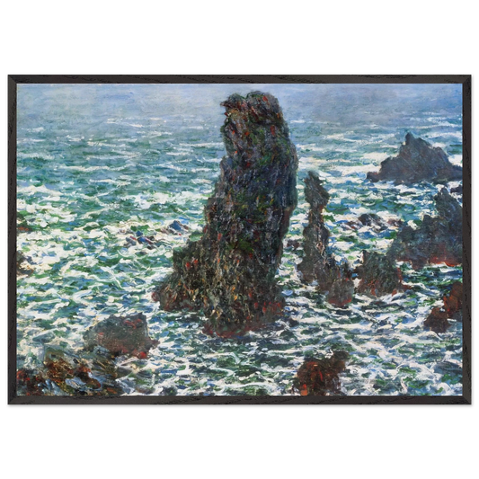 The Pyramids of Port Coton Belle-Ile-en-Mer - claude monet 70x100 cm / 28x40 inches Framed Art Print – Black Wooden Frame