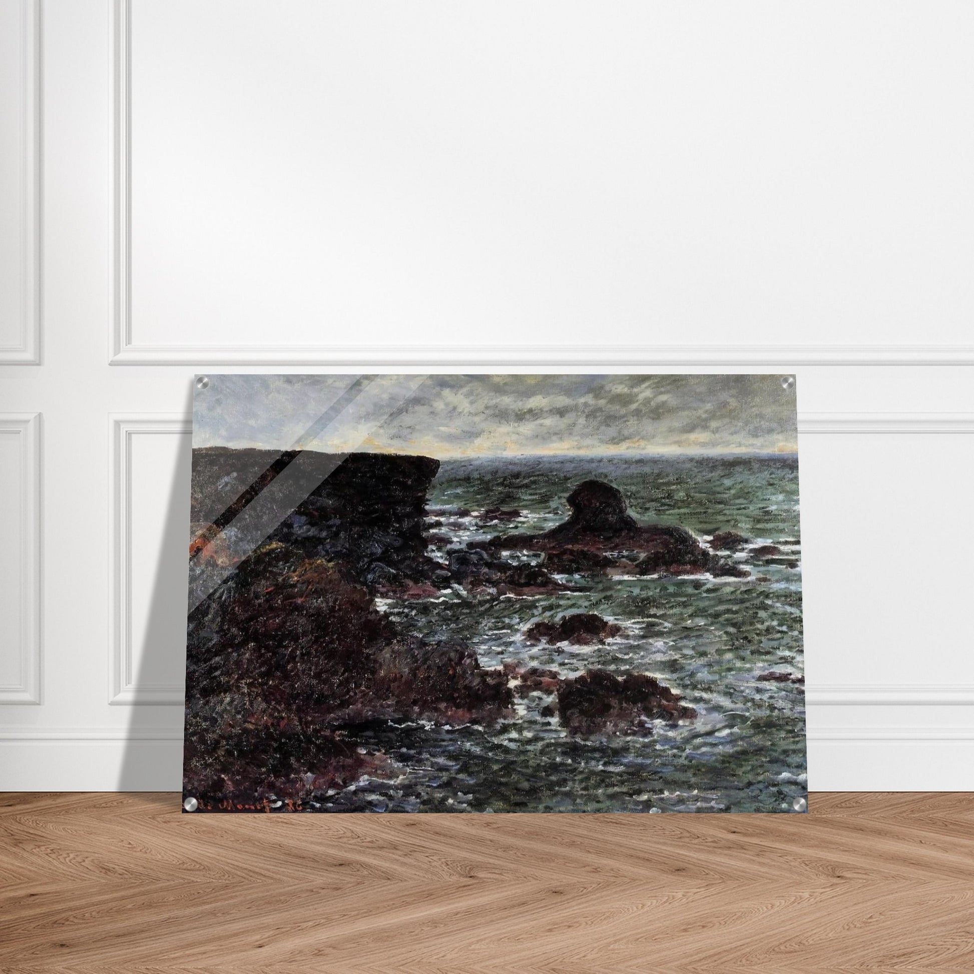 Rocky Coast and the Lion Rock, Belle-Ile - claude monet Acrylic Print - 70x100 cm / 28x40″ inches | claude monet Wall Art | claude monet Prints
