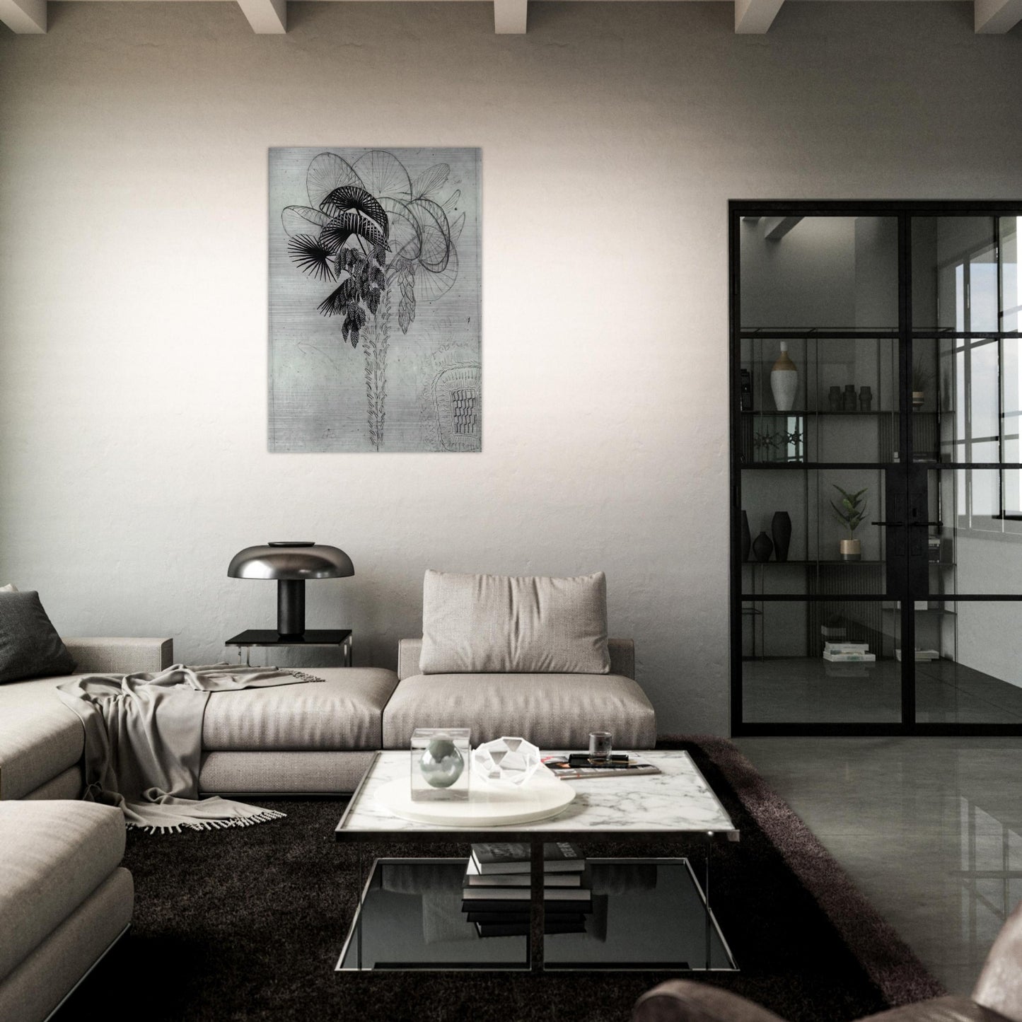 PALM TREE SKETCH - MC Escher Brushed Aluminum Print - 70x100 cm / 28x40 inches | MC Escher Aluminum Print | MC Escher Prints