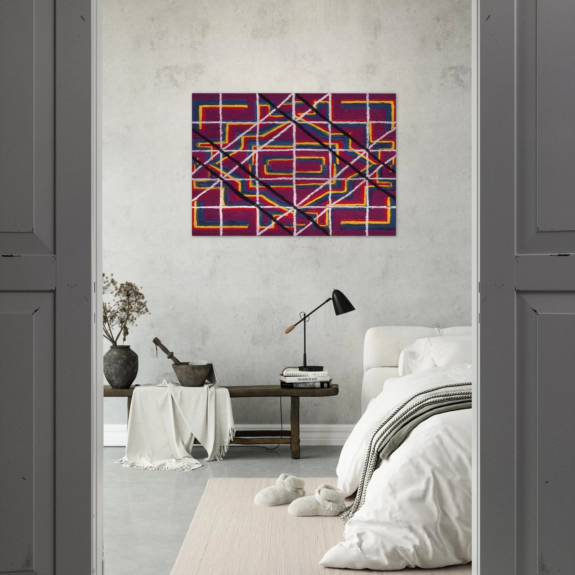 Spanish Door Design Purple - 1959 - Alfred Jensen Brushed Aluminum Print - 70x100 cm / 28x40 inches | Alfred Jensen Aluminum Print | Alfred Jensen Prints