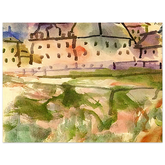 Paul Klee - HOUSES NEAR THE GRAVEL PIT 1913  75x100 cm / 30x40inches Fine Art Poster