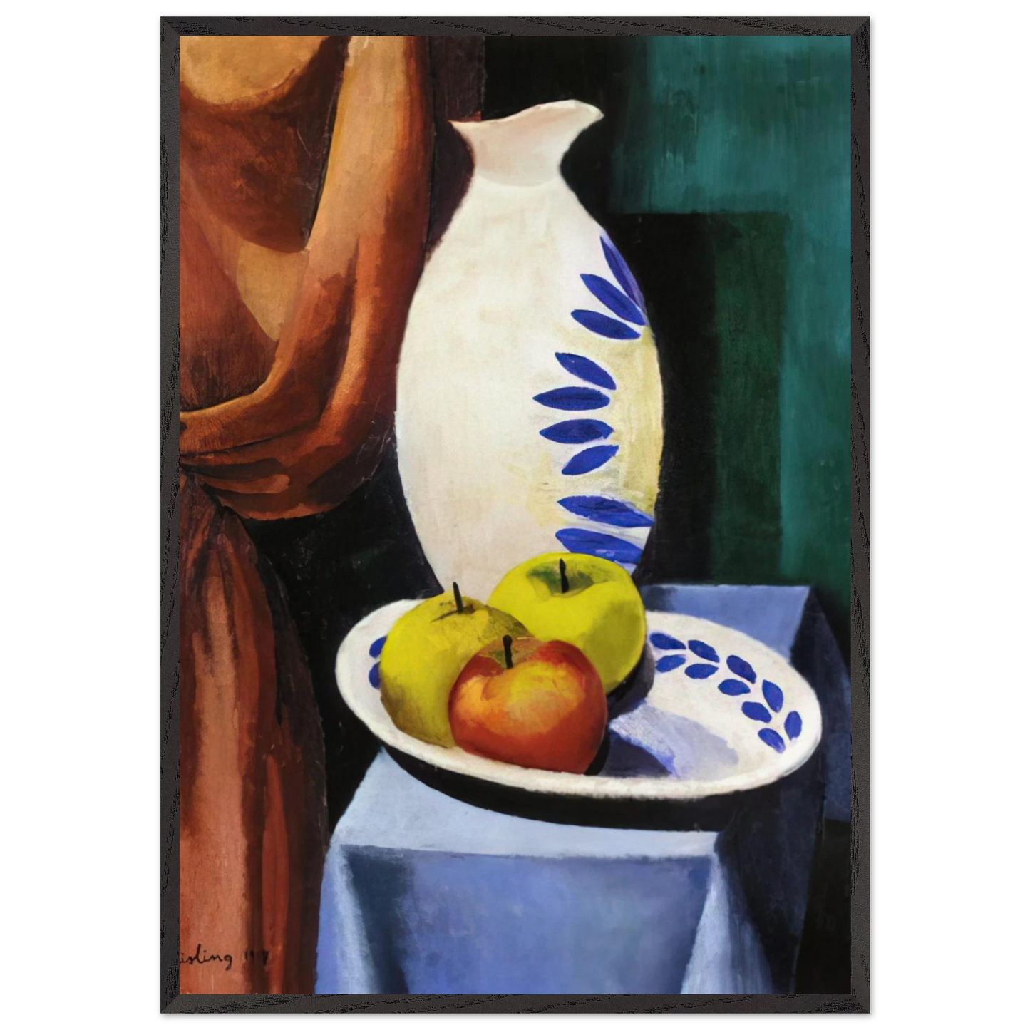 STILL LIFE WITH WHITE PITCHER 1917 - Moise Kisling 70x100 cm / 28x40 inches Framed Art Print – Black Wooden Frame