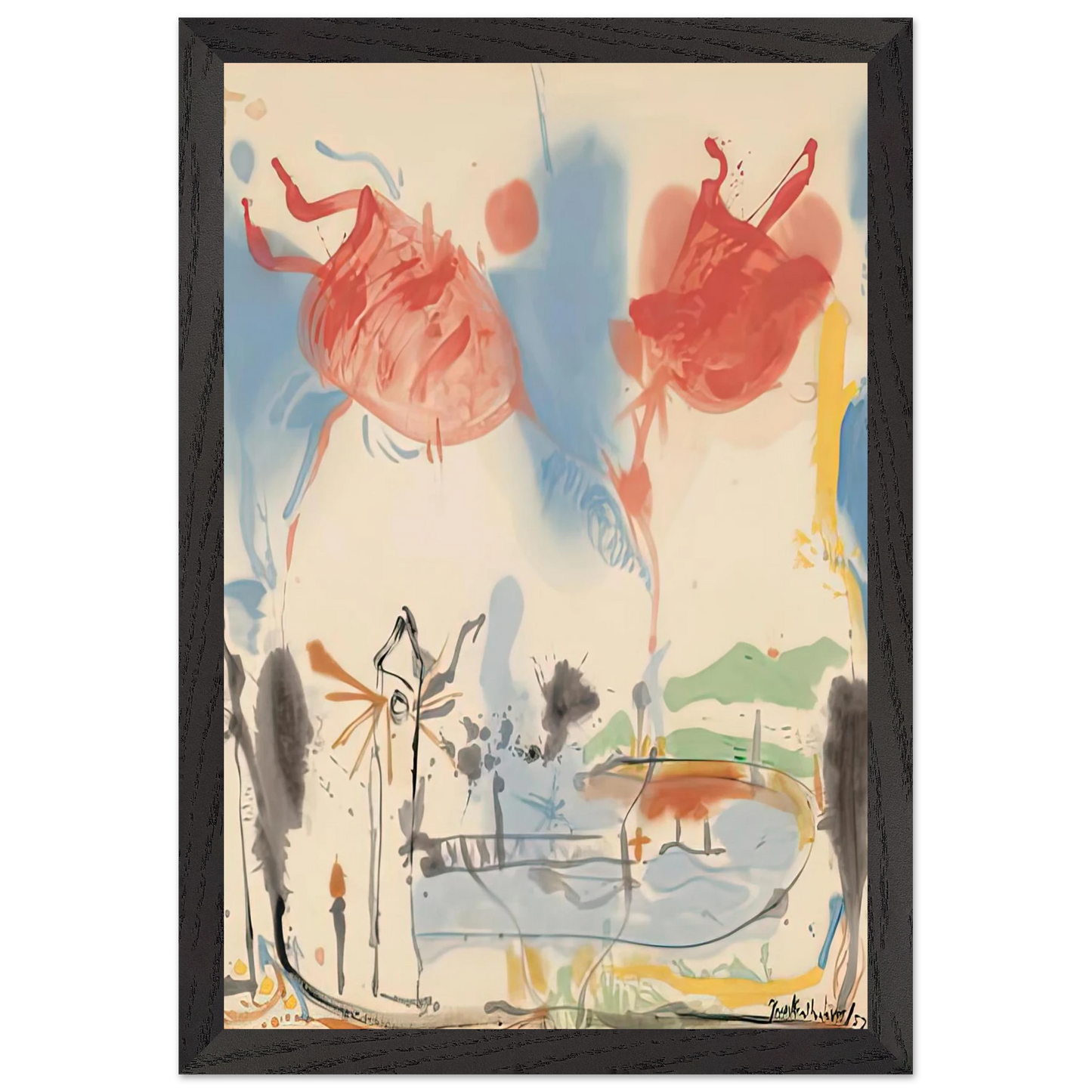 Helen Frankenthaler - Round Trip, 1957- Wall Art - 30x40 cm / 12x16 inches - Premium Wooden Framed Poster With Fine Art Paper-canvas - Wood frame