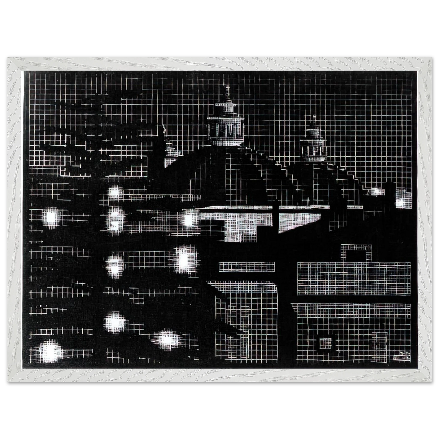 MC Escher - NOCTURNAL ROME 5 Wall Art - 30x40 cm / 12x16 inches - Premium Wooden Framed Poster With Fine Art Paper-canvas - Black frame