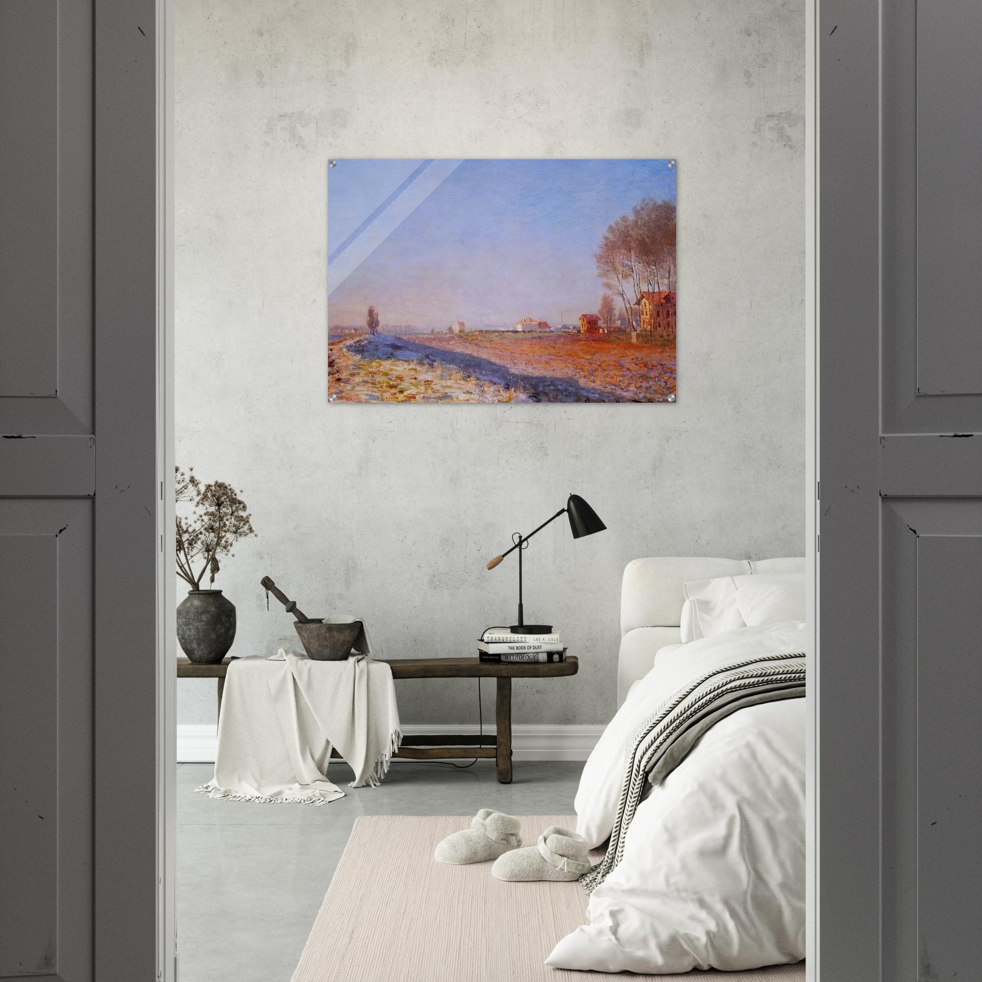 The Plain of Colombes, White Frost - claude monet Acrylic Print - 70x100 cm / 28x40″ inches