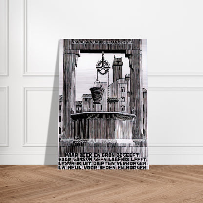 EMBLEMATA WELL - MC Escher Brushed Aluminum Print - 70x100 cm / 28x40 inches | MC Escher Aluminum Print | MC Escher Prints