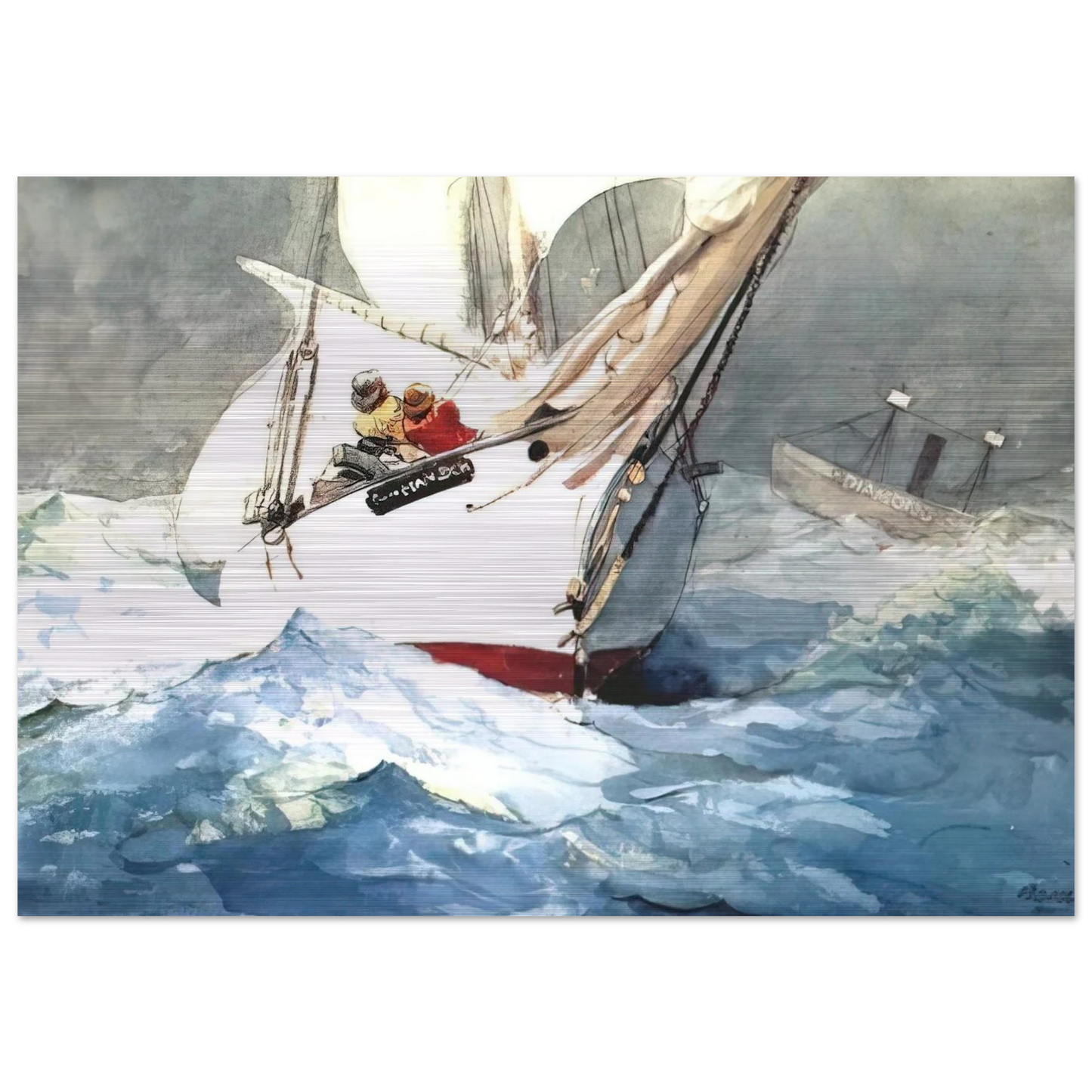 DIAMOND SHOAL - Winslow Homer Brushed Aluminum Print - 70x100 cm / 28x40 inches | Winslow Homer Aluminum Print | Winslow Homer Prints