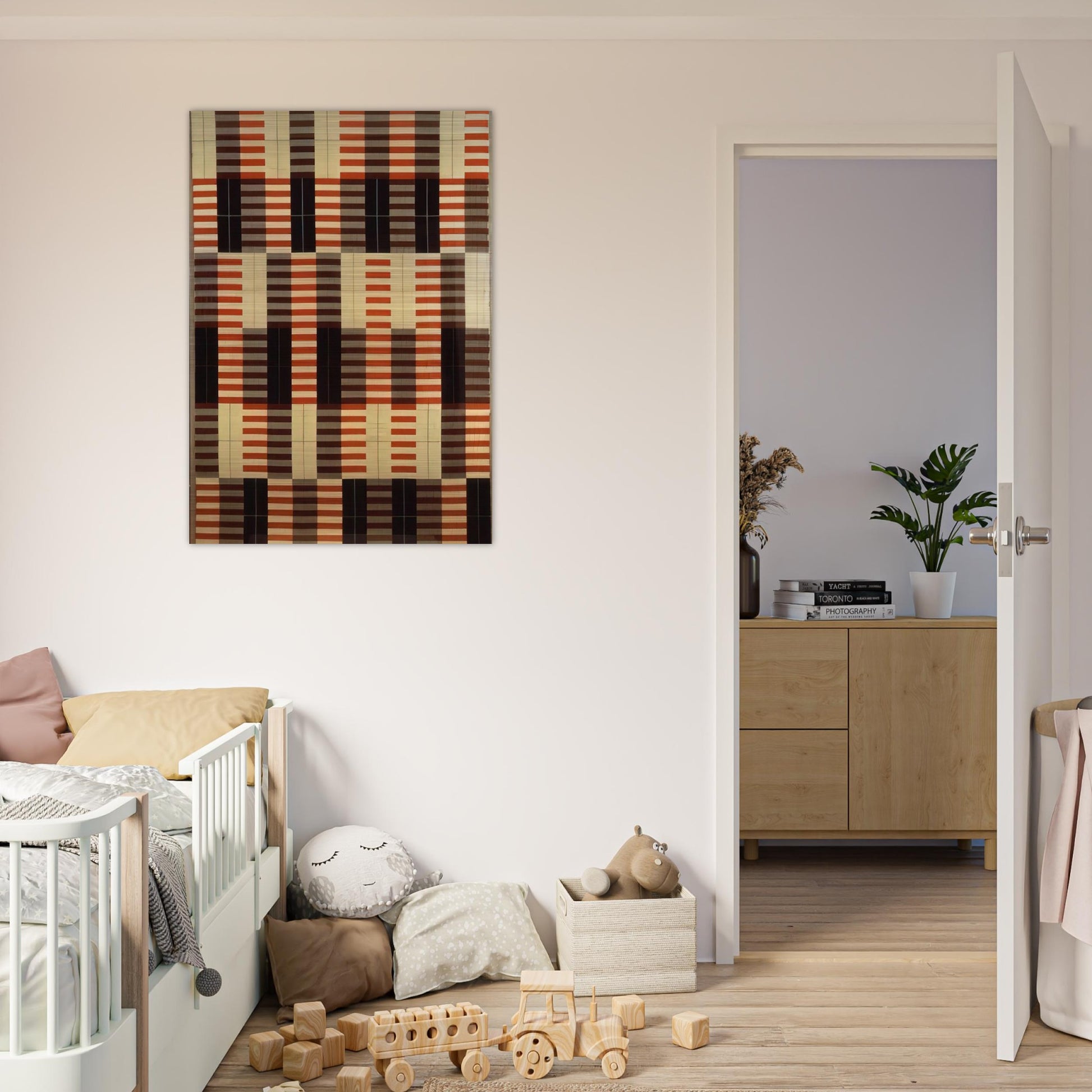 BLACK WHITE RED 1964 - Anni Albers Brushed Aluminum Print - 70x100 cm / 28x40 inches | Anni Albers Aluminum Print | Anni Albers Prints