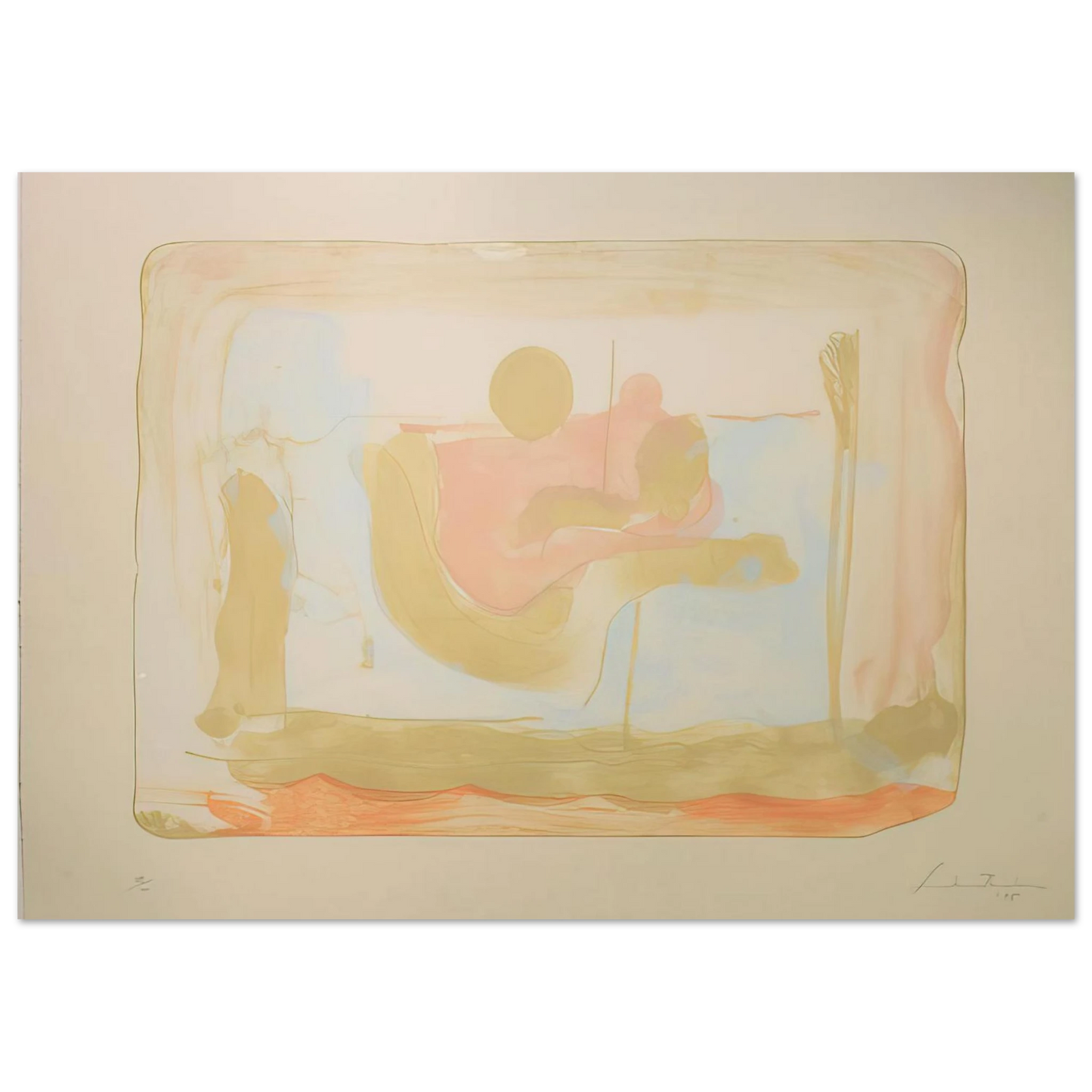 Helen Frankenthaler - Reflections I - 1995 Wall art - 20x25 cm / 8x10 inches - Premium Wooden Framed Poster With Fine Art Paper-canvas - White frame