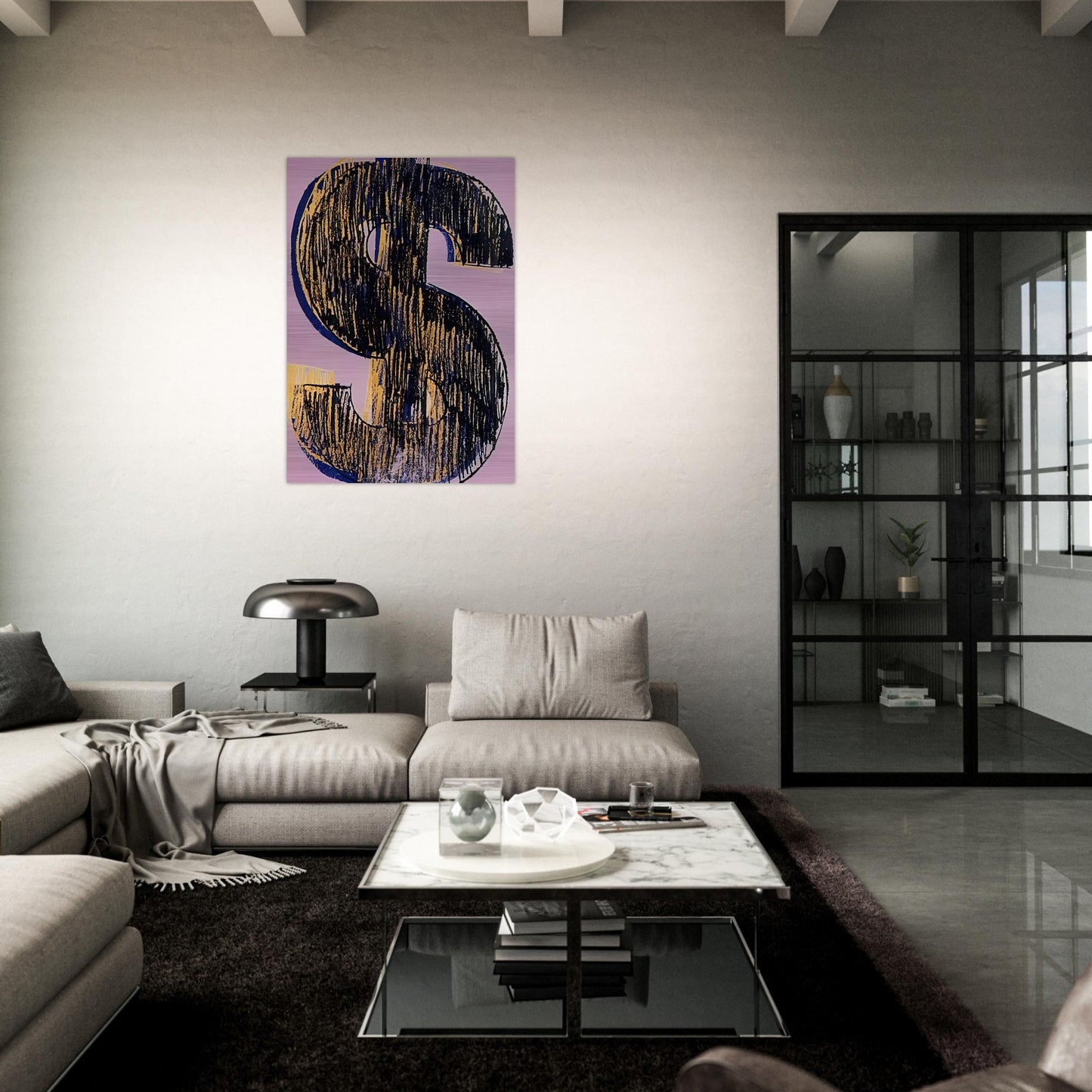 Dollar Sign - Andy Warhol Brushed Aluminum Print - 70x100 cm / 28x40 inches | Andy Warhol Aluminum Print | Andy Warhol Prints