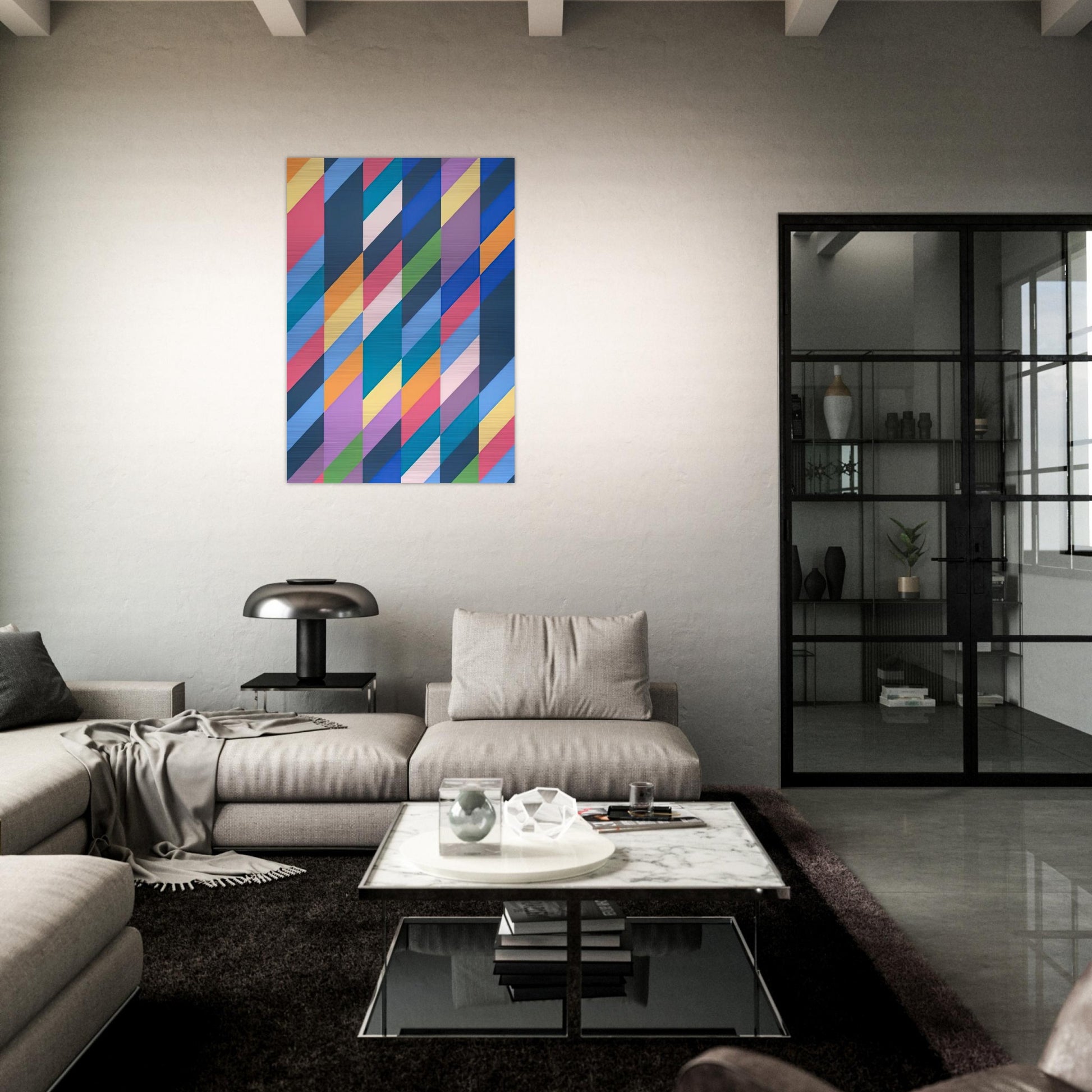 SHADOW PLAY 1990 - Bridget Riley Brushed Aluminum Print - 70x100 cm / 28x40 inches | Bridget Riley Aluminum Print | Bridget Riley Prints