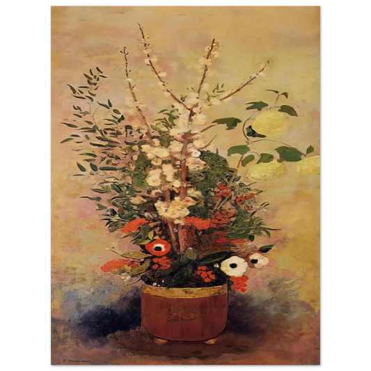 Odilon Redon - VASE OF FLOWERS WITH BRANCHES OF A FLOWERING APPLE TREE  75x100 cm / 30x40inches Fine Art Poster