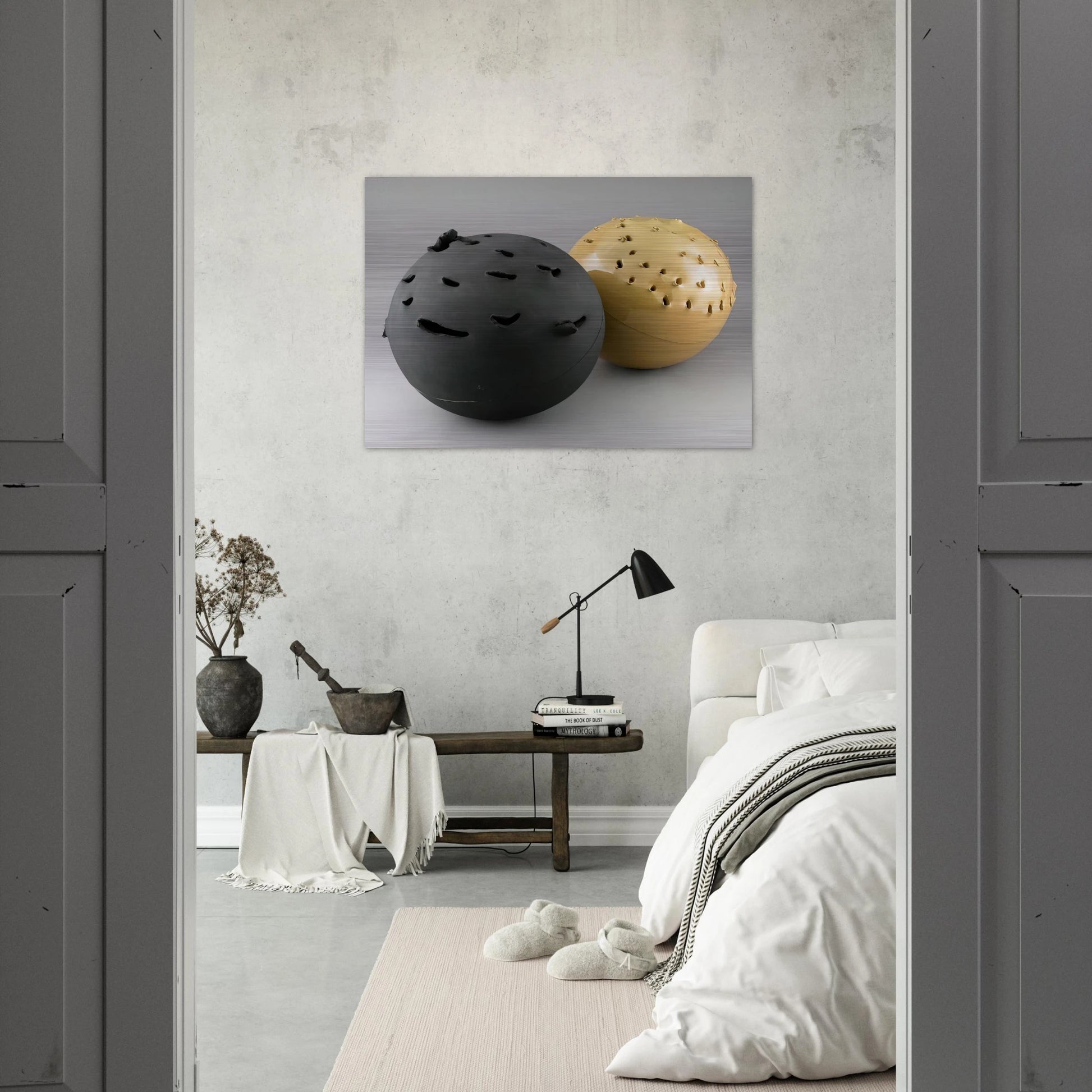 Sphere - 1957 - Lucio Fontana Brushed Aluminum Print - 70x100 cm / 28x40 inches | Lucio Fontana Aluminum Print | Lucio Fontana Prints