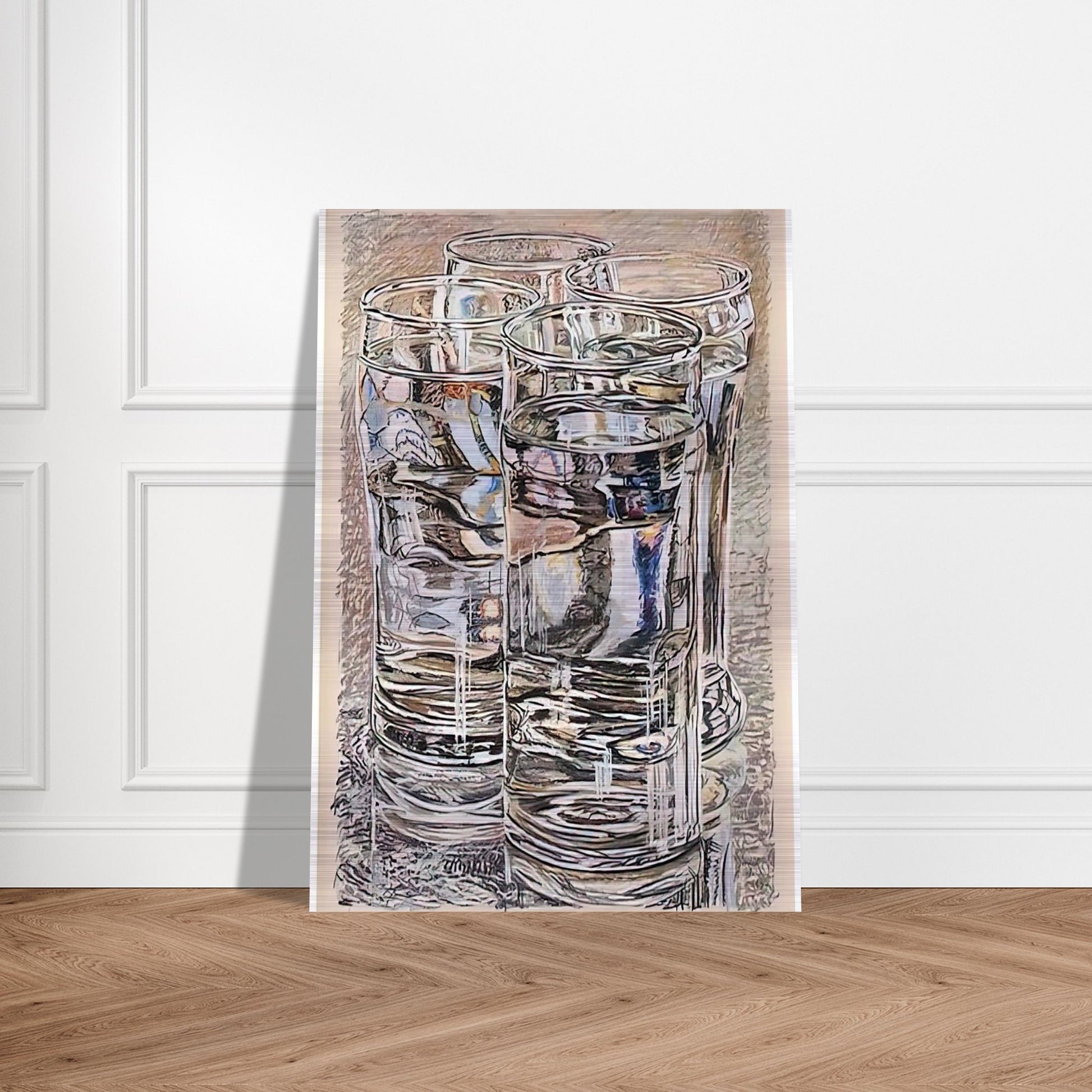 4 GLASSES 1974 - Janet Fish Brushed Aluminum Print - 70x100 cm / 28x40 inches | Janet Fish Aluminum Print | Janet Fish Prints