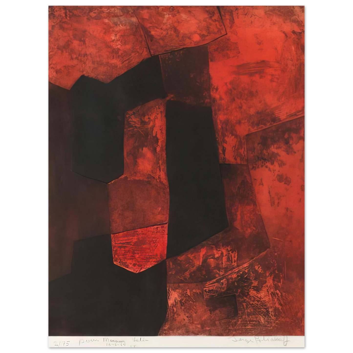Serge Poliakoff - Composition brune et rouge - 1964  75x100 cm / 30x40inches Fine Art Poster