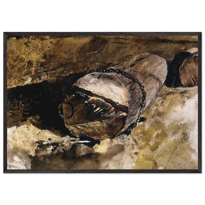 LOG CHAIN - Andrew Wyeth 70x100 cm / 28x40 inches Framed Art Print – Black Wooden Frame