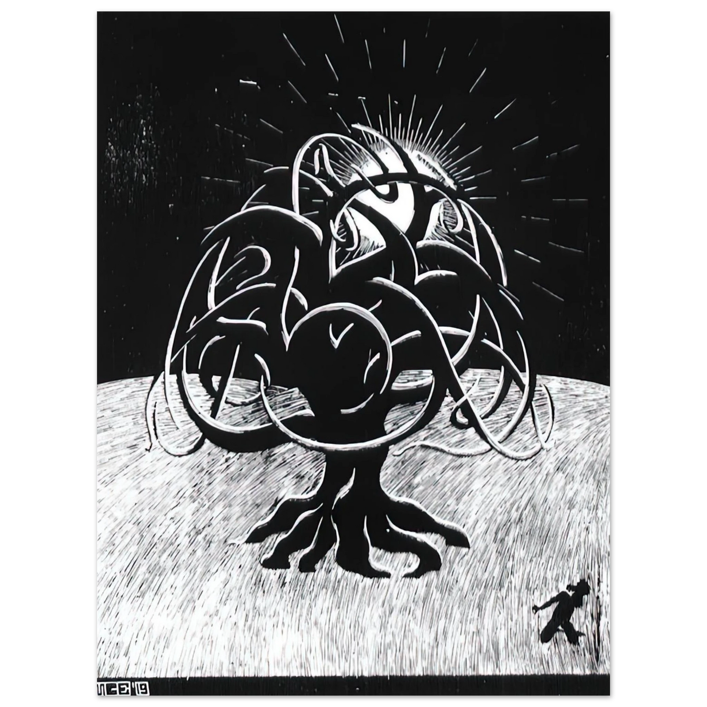 MC Escher - TWON TREE Wall Art - 30x40 cm / 12x16 inches - Premium Wooden Framed Poster With Fine Art Paper-canvas - Wood frame