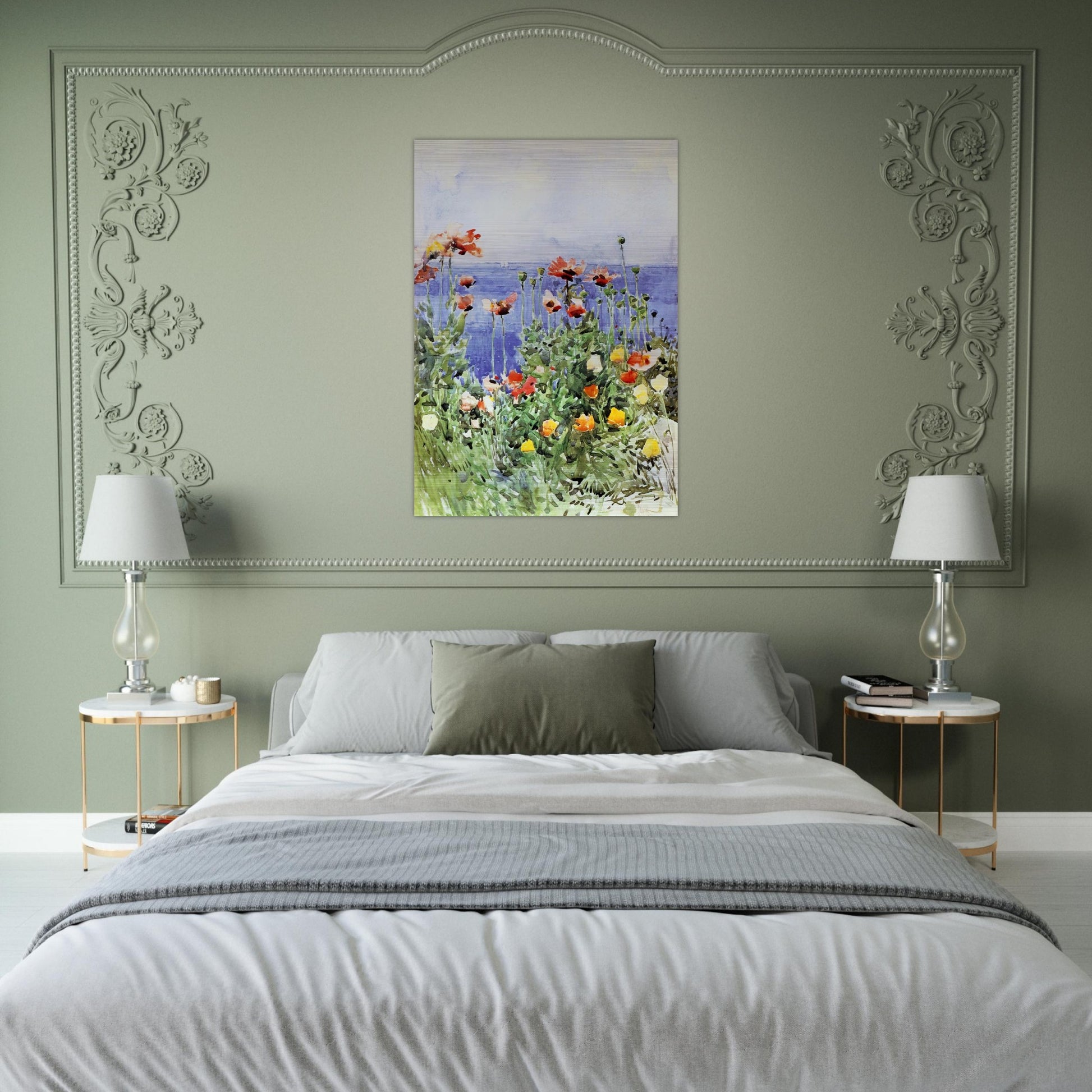 Poppies, Isles of Shoals 02 - Childe Hassam Brushed Aluminum Print - 70x100 cm / 28x40 inches | Childe Hassam Aluminum Print | Childe Hassam Prints