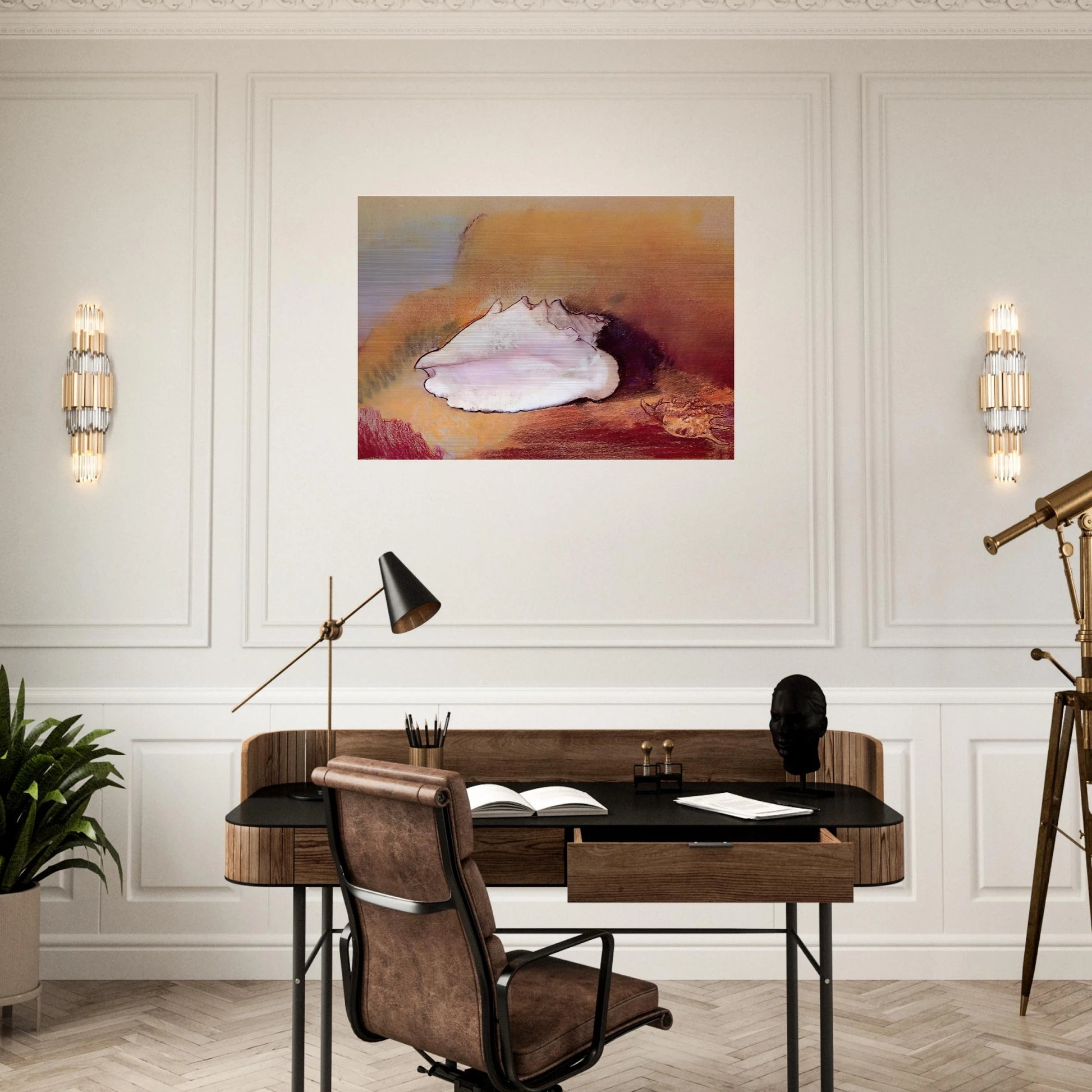 THE SEASHELL 1912 - Odilon Redon Brushed Aluminum Print - 70x100 cm / 28x40 inches | Odilon Redon Aluminum Print | Odilon Redon Prints