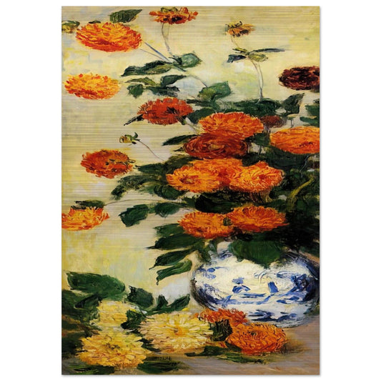 Dahlias - claude monet Brushed Aluminum Print - 70x100 cm / 28x40 inches | claude monet Aluminum Print | claude monet Prints