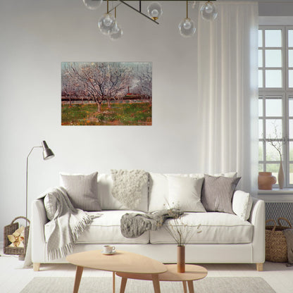 Orchard in Blossom Plum Trees - Vincent van Gogh Brushed Aluminum Print - 70x100 cm / 28x40 inches | Vincent van Gogh Aluminum Print | Vincent van Gogh Prints